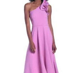 ✅ Eliza J Women's A-Line ONE-SHOULDER Midi Evening Dress, Pink, 10